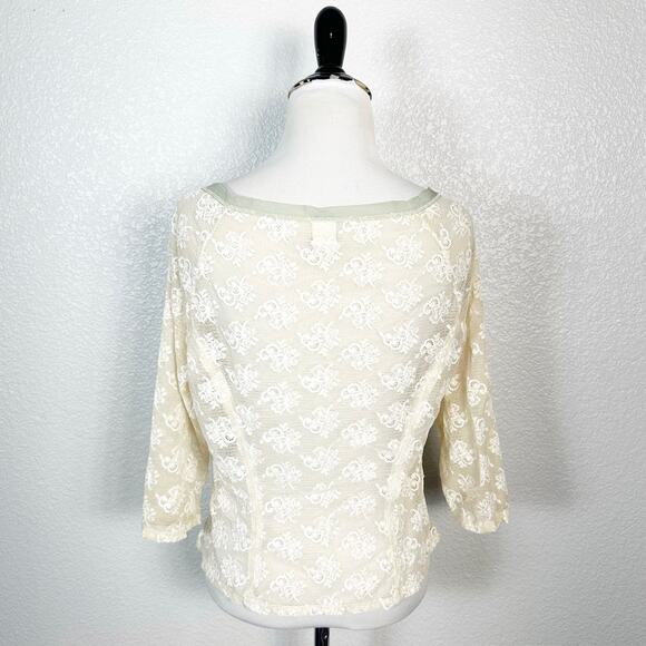 Hanky Panky Womens Sheer Lace Button Down Tie Top in Cream Size Large - Picture 6 of 10